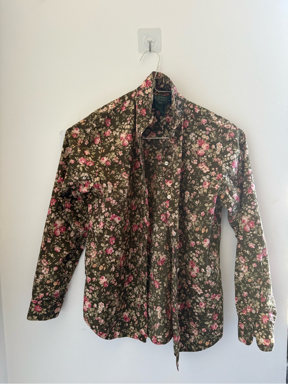 Ralph Lauren Small Petite Floral Button-Up Shirt Brown